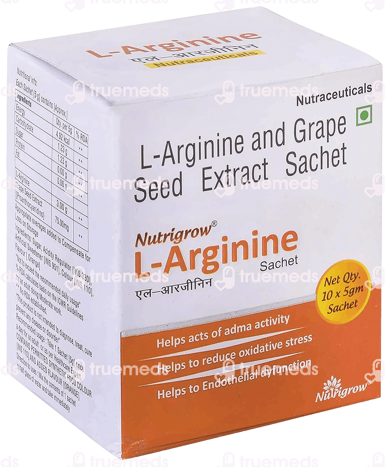 Nutrigrow L Arginine Sachet 5 Gm Pack Of 10 Uses Side Effects