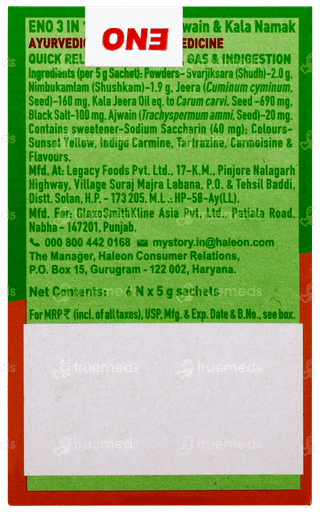 Eno 3 In 1 Real Jeera Ajwain Kala Namak Sachet 5gm