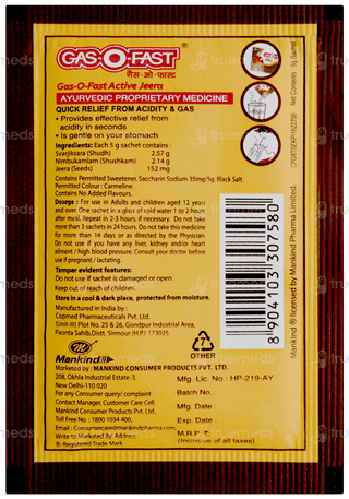 Gasofast Active Jeera 5gm Pack Of 6 Sachets