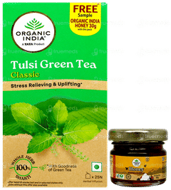 Organic India Tulsi Green Tea Classic Herbal Infusion Bag 25 With Honey 30Gm Free Organic India Tulsi Green Tea Classic Herbal Infusion Bag 25 With Honey 30Gm Free