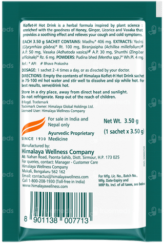 Koflet H Hot Drink Ginger Flavour 3.50g Pack Of 10 Sachets