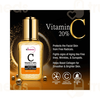 St Botanica Vitamin C 20%, E & Hyaluronic Acid 24K Gold Night Face Serum 25Ml