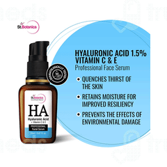 St Botanica Ha Hyaluronic Acid 1.5% + Vitamin C & E Professional Facial Serum 20Ml