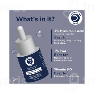 Dermistry Pure 2% Hyaluronic Acid 5% Pga + Vitamin B5 Deep Hydration Face Serum 30ml