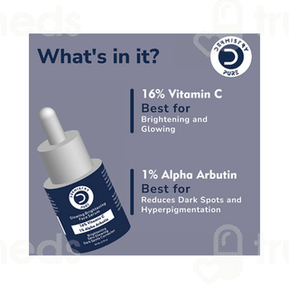 Dermistry Pure 16% Vitamin C 1% Alpha Arbutin Glowing Brightening Face Serum 30ml