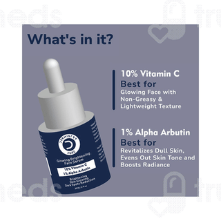 Dermistry Pure 10% Vitamin C 1% Alpha Arbutin Glowing Brightening Face Serum 30Ml