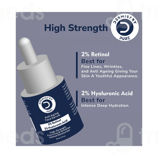 Dermistry Pure 2% Retinol 2% Hyaluronic Acid Anti Aging Face Serum 30ml