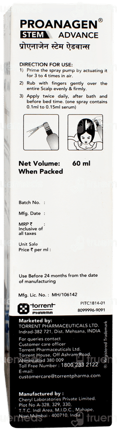 Proanagen Stem Advance Intensive Hair Serum 60ml