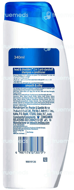 Head & Shoulders 2 In 1 Smooth & Silky Anti Dandruff Shampoo + Conditioner 340ml