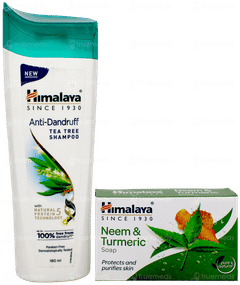 Himalaya New Anti Dandruff Tea Tree Shampoo 180ml With Himalaya Neem & Turmeric Soap 75gm Free