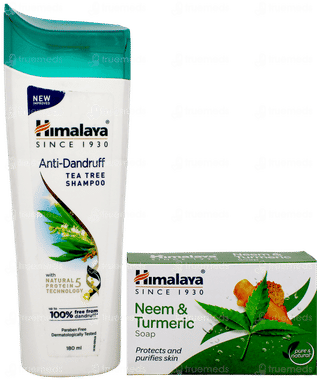 Himalaya New Anti Dandruff Tea Tree Shampoo 180Ml With Himalaya Neem & Turmeric Soap 75Gm Free