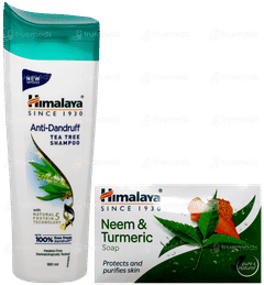 Himalaya New Anti Dandruff Tea Tree Shampoo 180ml With Himalaya Neem & Turmeric Soap 75gm Free