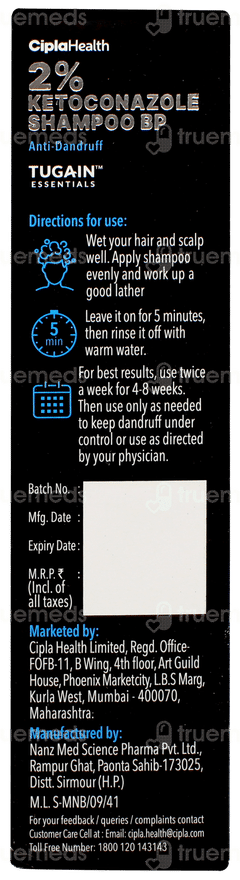 Tugain Essentials 2% Ketoconazole Anti Dandruff Shampoo 100ml Tugain Essentials 2% Ketoconazole Anti Dandruff Shampoo 100ml