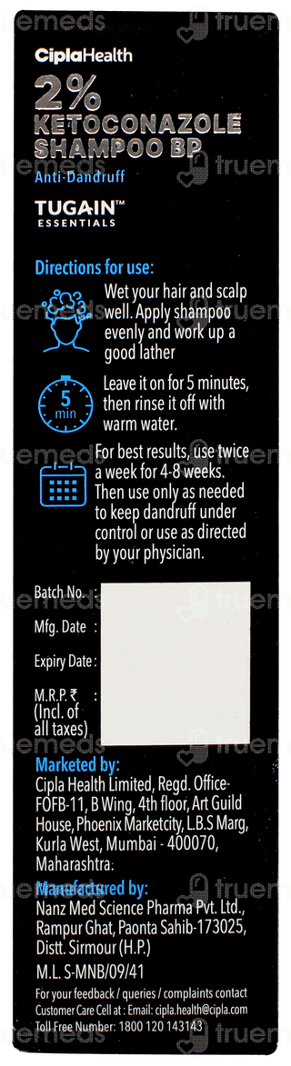 Tugain Essentials 2% Ketoconazole Anti Dandruff Shampoo 100ml