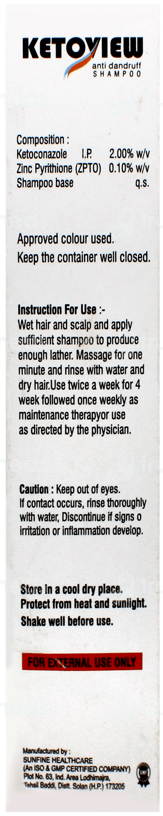 Ketoview Anti Dandruff Shampoo 100ml