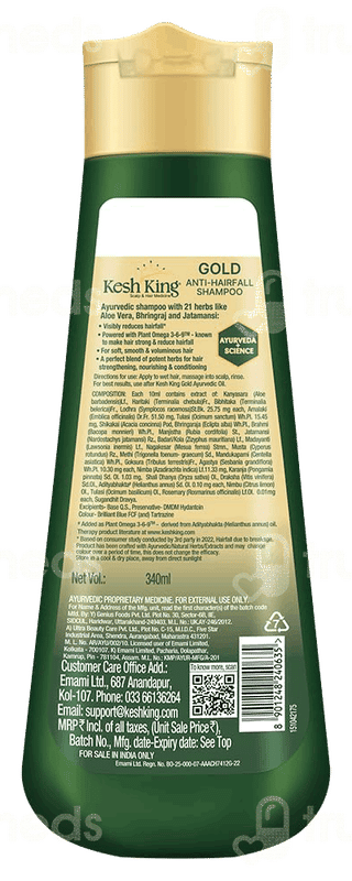 Kesh King Gold New & Improved Anti Hairfall Shampoo 340Ml