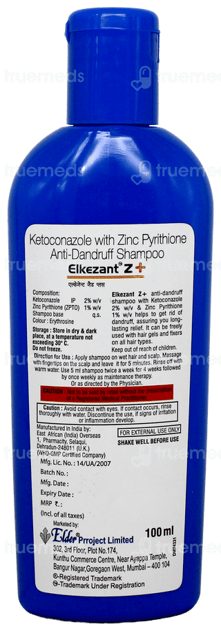Elkezant Z + Anti Dandruff Shampoo 100Ml