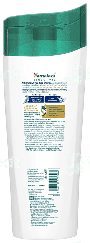 Himalaya Anti Dandruff New Improved Tea Tree Shampoo 180Ml