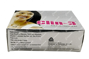 Clin 3 Anti Acne Cleansing Bar 75gm
