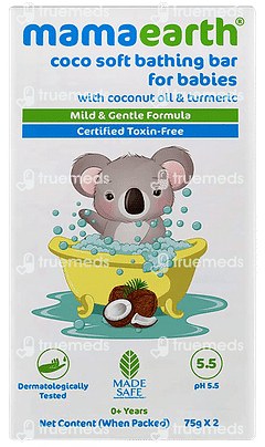 Mamaearth Coco Soft Bathing Bar For Babies Ph 5.5 With Coconut Oil & Turmeric (pack Of 2) 75 GM Each