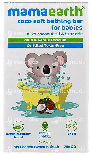 Mamaearth Coco Soft Bathing Bar For Babies Ph 5.5 With Coconut Oil & Turmeric (pack Of 2) 75 GM Each