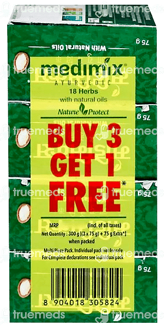 Medimix Ayurvedic 18 Herbs Soap 75 GM Buy 3 Get 1 Free