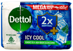 Dettol Icy Cool 2x Menthol Soap 100gm Pack Of 4