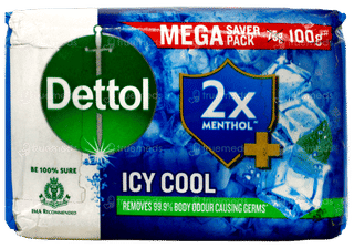 Dettol Icy Cool 2x Menthol Soap 100gm Pack Of 4