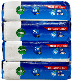 Dettol Icy Cool 2x Menthol Soap 100gm Pack Of 4