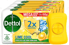 Dettol 2x Menthol Lime Cool Soap 150gm Pack Of 4