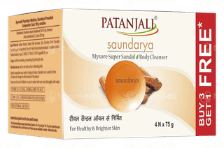 Patanjali Saundarya Mysore Super Sandal Body Cleanser 75Gm Buy 3 Get 1 Free