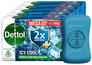 Dettol Icy Cool 2x Menthol Soap 150gm Pack Of 5