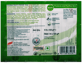 Himalaya Herbals Neem & Turmeric Soap 125gm Buy 3 Get 1 Free