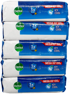 Dettol Icy Cool 3X Menthol + 100Gm Pack Of 5 Soap Dettol Icy Cool 3X Menthol + 100Gm Pack Of 5 Soap