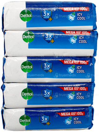 Dettol Icy Cool 3X Menthol + 100Gm Pack Of 5 Soap