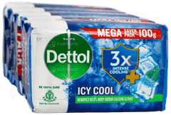 Dettol Icy Cool 3X Menthol + 100Gm Pack Of 5 Soap Dettol Icy Cool 3X Menthol + 100Gm Pack Of 5 Soap