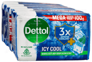 Dettol Icy Cool 3X Menthol + 100Gm Pack Of 5 Soap