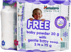 Himalaya Gentle Baby Soap 75Gm Pack Of 3 With Baby Powder 30Gm