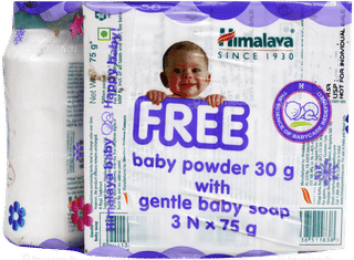 Himalaya Gentle Baby Soap 75Gm Pack Of 3 With Baby Powder 30Gm