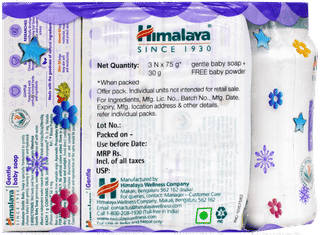 Himalaya Gentle Baby Soap 75Gm Pack Of 3 With Baby Powder 30Gm