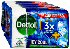 Dettol Icy Cool 3X Intense Cooling + 150Gm Pack Of 4 Soaps Dettol Icy Cool 3X Intense Cooling + 150Gm Pack Of 4 Soaps