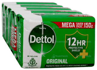 Dettol Original 12hr Protective Shield + 150gm Pack Of 5 Soaps