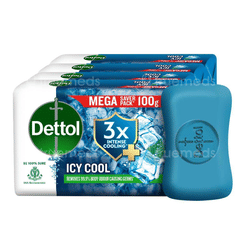 Dettol Icy Cool 3X Intense Cooling + 100Gm Pack Of 4 Soaps Dettol Icy Cool 3X Intense Cooling + 100Gm Pack Of 4 Soaps