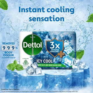 Dettol Icy Cool 3X Intense Cooling + 100Gm Pack Of 4 Soaps