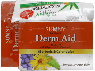 Sunny Herbals Derm Aid 75gm Pack Of 3 Soap With Aloevera Calendula Cream 20gm Free