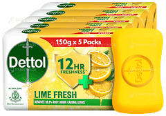 Dettol Lime Fresh 150gm Pack Of 5 Soaps