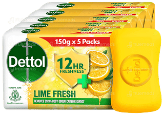 Dettol Lime Fresh 150gm Pack Of 5 Soaps