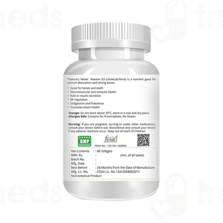 Nature's Velvet Vitamin D3 5000 IU Softgel Capsule 60