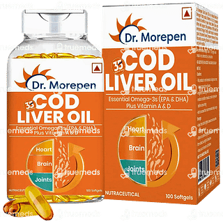 Dr Morepen Cod Liver Oil With Omega 3 Vitamin A And D  Softgel Capsule 100
