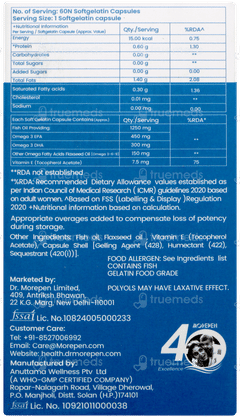 Dr Morepen Omega 3 Fish Oil Triple Strength 1250mg Capsule 60
